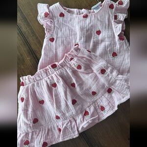 Nicole Miller Pink Strawberry Embroidered Two-Piece Set - 4T